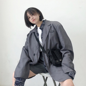 韩版潮流帅气小西服女港味复古上衣ins中性bf风宽松休闲西装外套