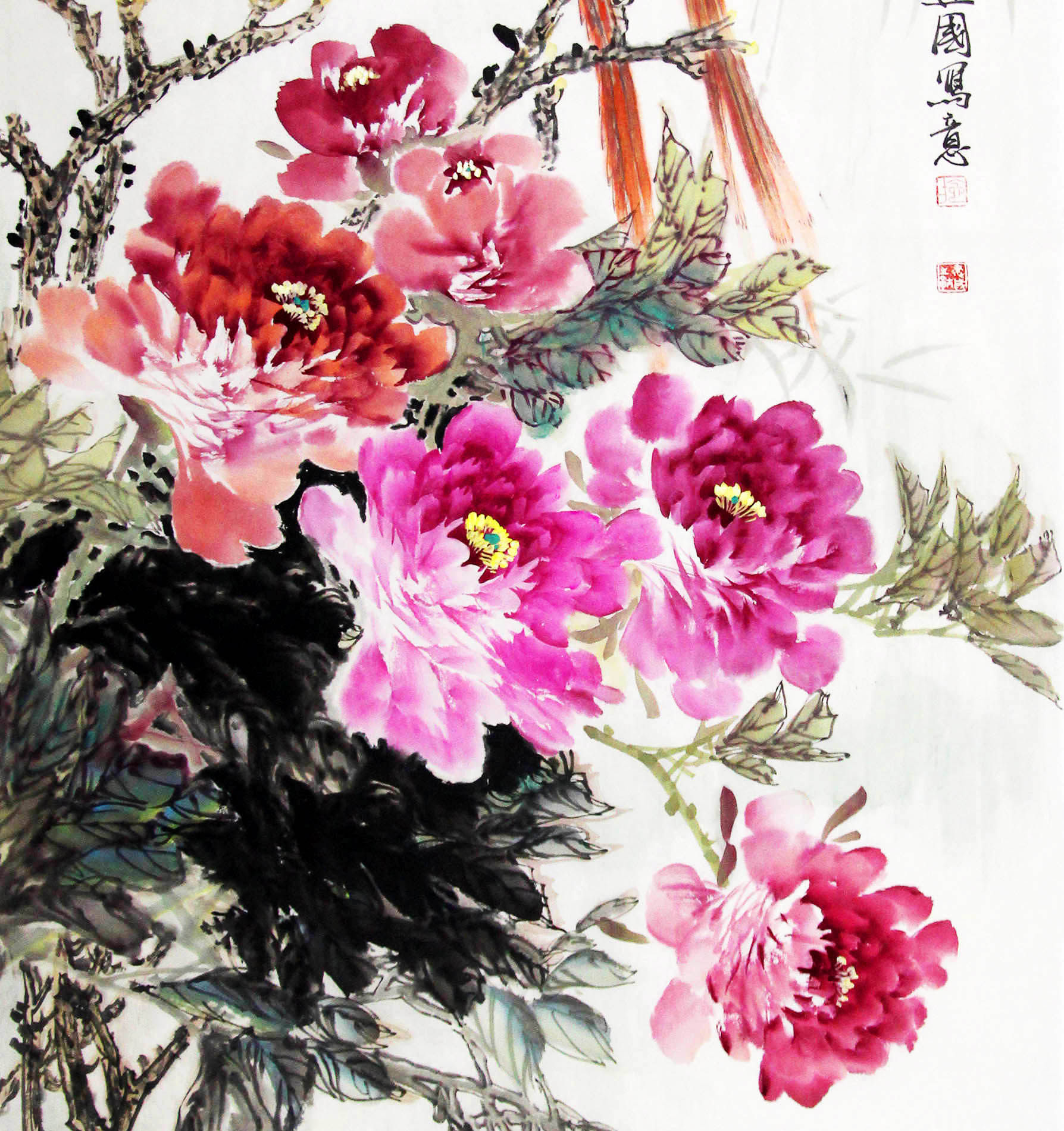 施建国《富贵长寿图》