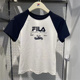 FILA斐乐2024夏新款休闲时尚女士修身圆领针织短袖T恤F11W429125