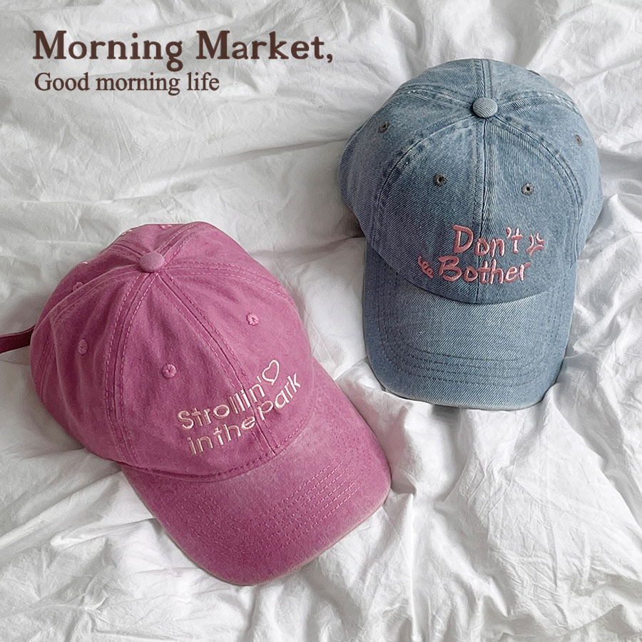 Morning Market 「别惹女孩」水洗牛仔鸭舌帽 芭比粉遮阳棒球帽