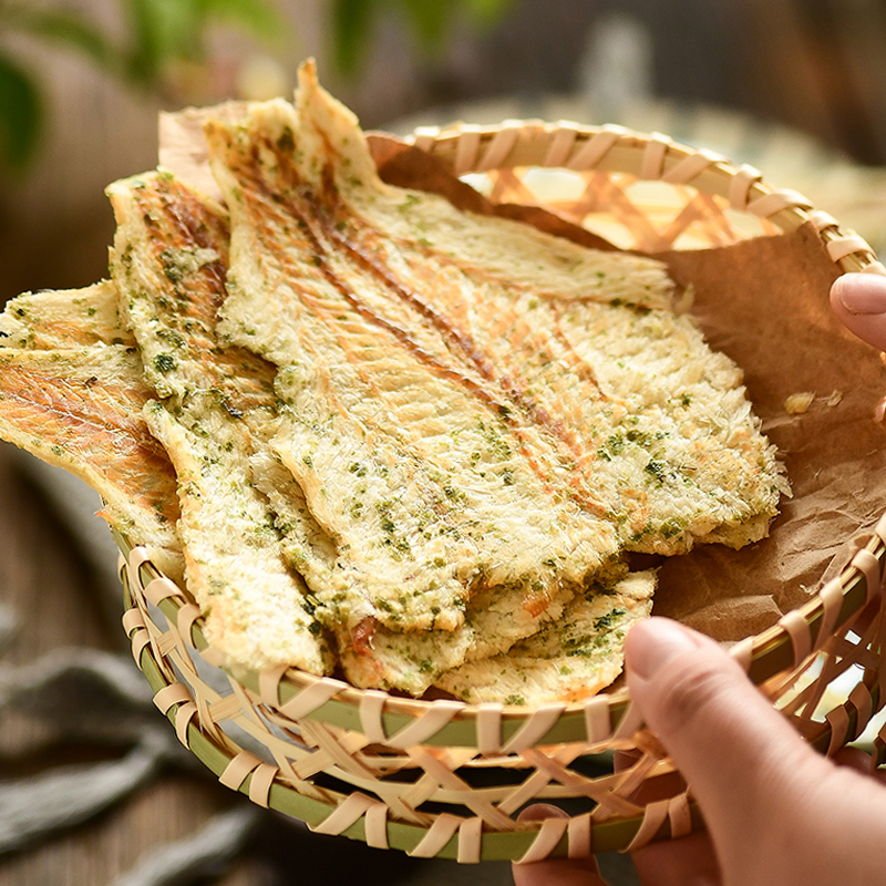 九月来食 海苔鳕鱼片青岛海鲜小吃烤鱼片零食即食小鱼干无防腐剂