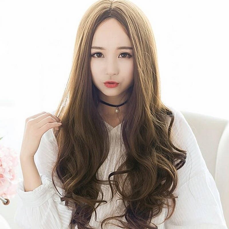 热销中分假发女长卷发 大波浪 圆脸