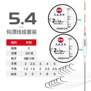 光威鱼线大线组套装八字环硅胶太空豆漂座快速刻度铅纳米2副主线