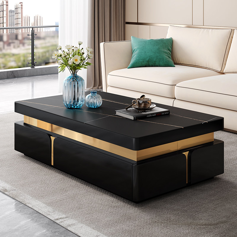 茶几轻奢后现代简约客厅电视柜组合大户型家用长方形岩板茶几桌子