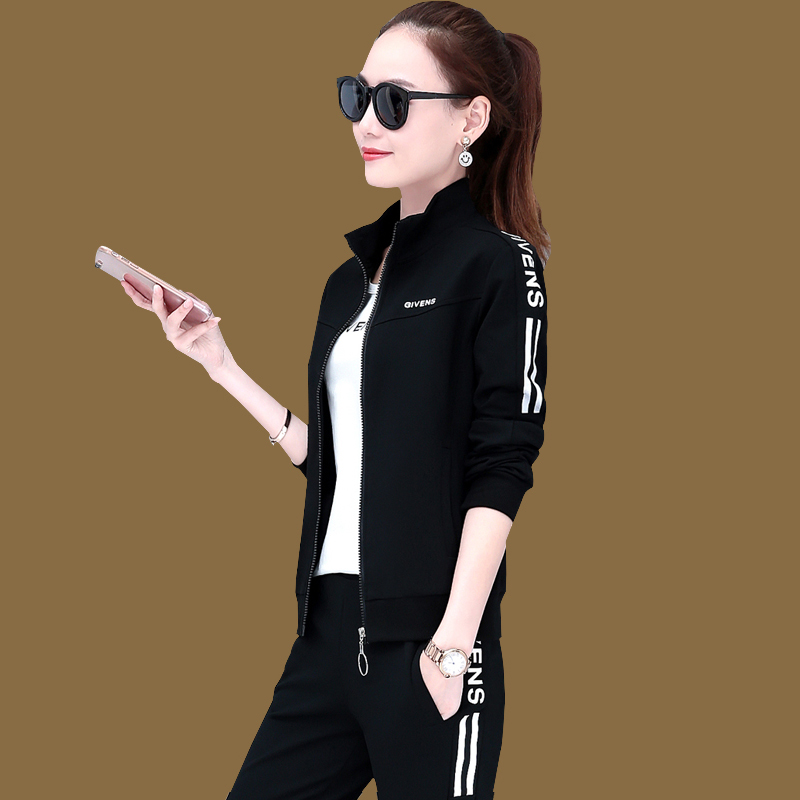 x0anta0c正品运动服套装女春秋季2020新款时尚女士休闲宽松跑步卫