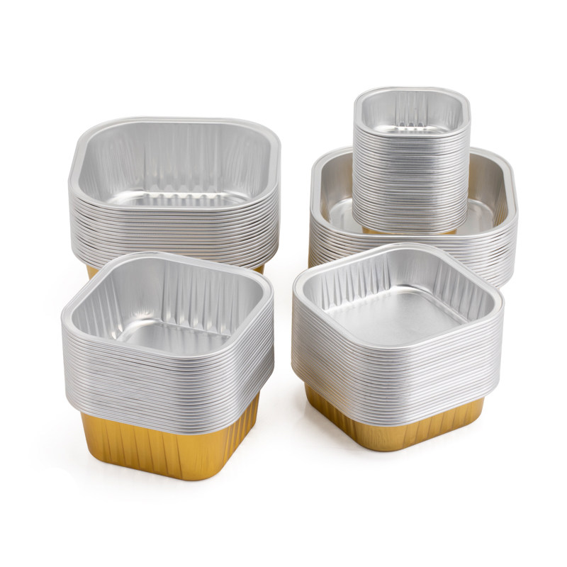 高档铝箔餐盒一次性打包盒可封口带盖外卖金色大容量保温铝箔饭盒