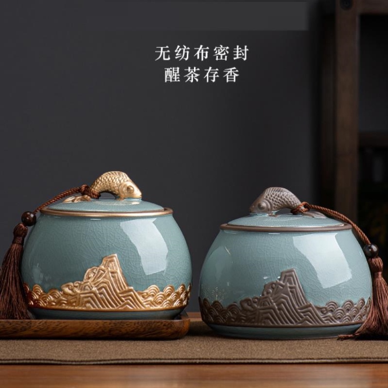 大口径小号蓝色装白茶茶叶罐密封罐 陶瓷储存罐罐子醒茶装花茶在类目 餐饮具, 茶具, 茶叶罐中 - 来自Buy2taobao.com提供专业的淘宝代购服务