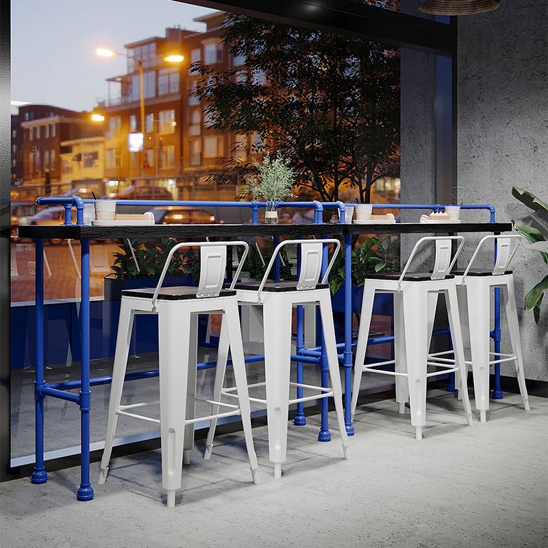 实木吧台桌奶茶店咖啡厅创意商用长条桌潮品店铺靠墙高脚桌椅组合