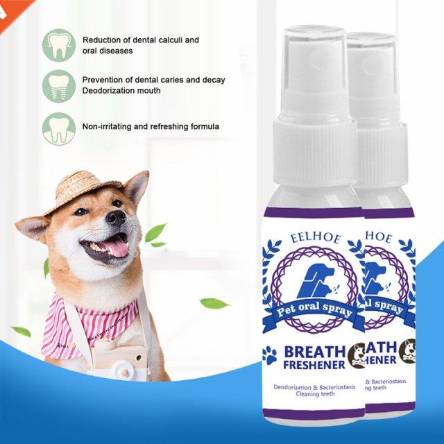 Pet Breath Freshener Spray Dog Teeth Cleaner Dog Cat Oral He