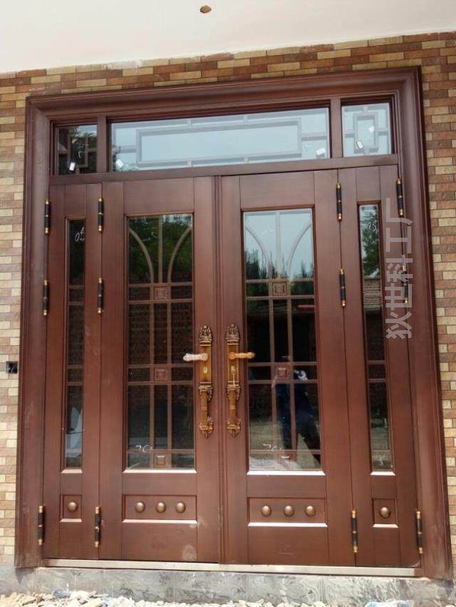 一折农村别墅大门 对开门_大门双开门遥控电机欧式电动玻璃铝合金推拉