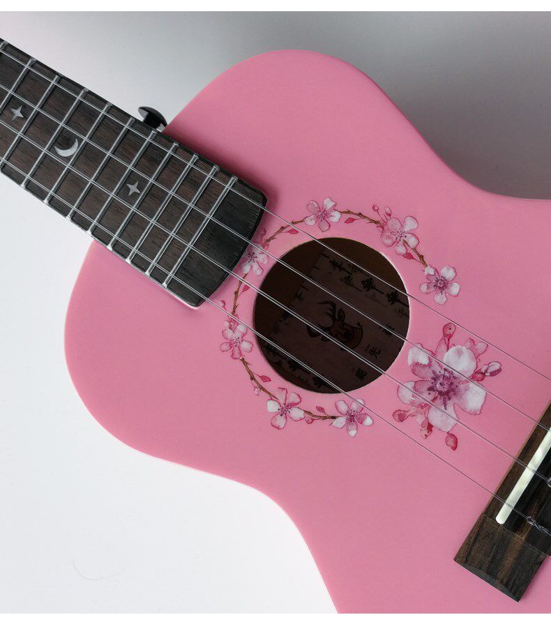 粉色单板尤克里里23寸樱花粉面乌克丽丽初学者成人尤克里里