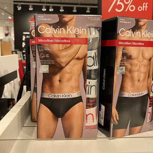 CK Calvin Klein2023新款男士宽边LOGO舒适柔软透气速干内裤4条装