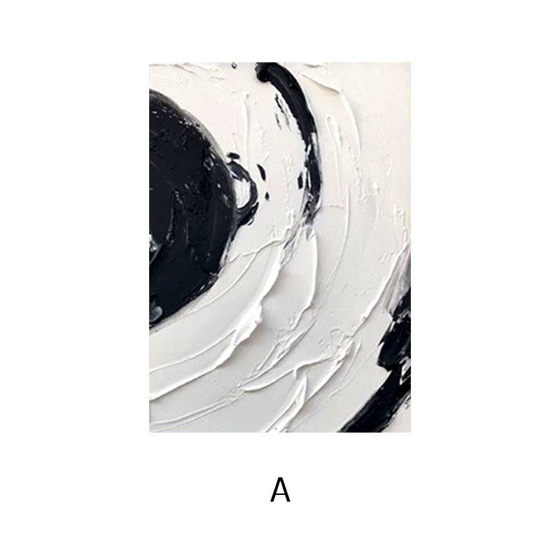 沫沫家手绘油画现代简约抽象简风黑白灰风格客厅玄关油画