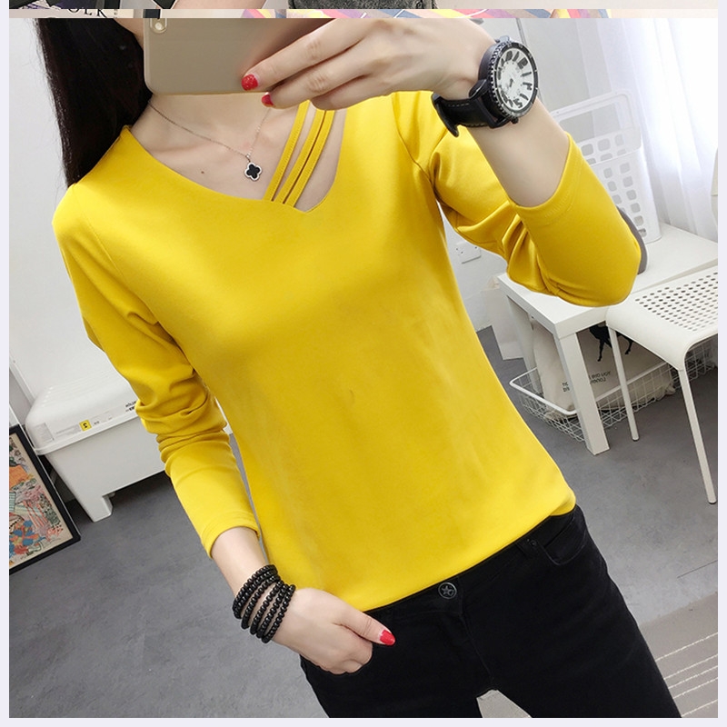 打底衫搭配高腰牛仔背带裤半身裙的上衣春秋女装修身长袖休闲t恤|ruв категории Женская одежда, женской одежды - от Buy2taobao.com для оказания профессиональной услуги покупки агента Taobao