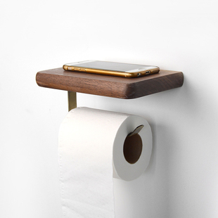 黑胡桃木日式卷纸架实木简约纸巾架创意厕纸架置物卫生纸架