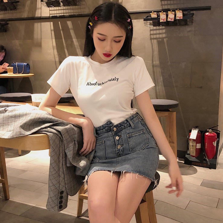 2019夏季新款字母印花上衣圆领修身显瘦韩版T恤短袖学生打底女装在类目 女装/女士精品, T恤中 - 来自Buy2taobao.com提供专业的淘宝代购服务