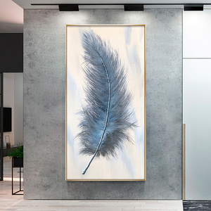 蓝色羽毛挂画图片