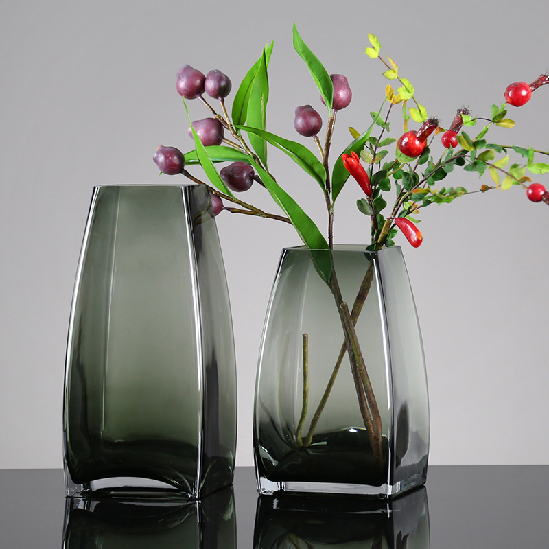 轻奢方口玻璃花瓶水培简约创意客厅花