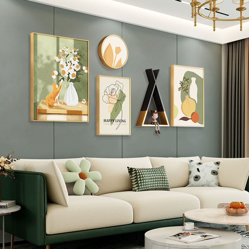 客厅沙发背景墙装饰画挂画现代简约北欧风格温馨墙画莫兰迪色壁画
