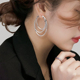 多层银色耳圈女设计感小众气质轻奢夸张女神范耳饰韩国网红大耳环