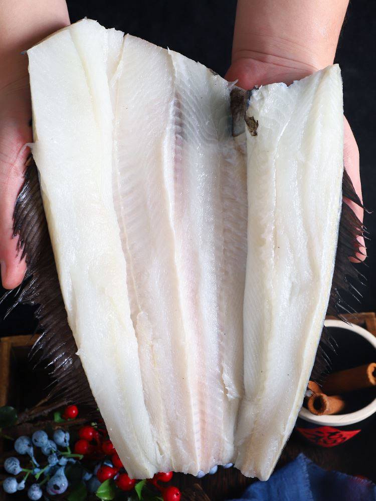 鸦片鱼尾新鲜大鲽鱼尾冷冻深海碟鱼尾烧烤半成品宝宝商用海鲜水产(去