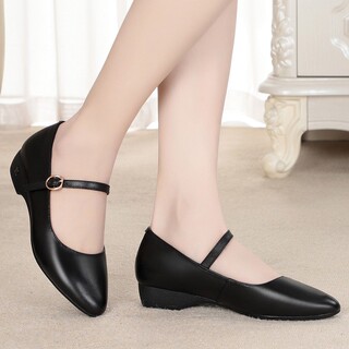 春秋女鞋女式皮鞋女士单皮鞋真皮单鞋女工作鞋低跟平底妈妈鞋软底