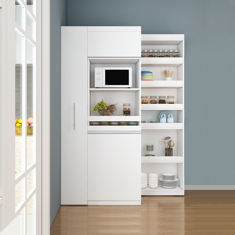 隐形抽拉餐边柜现代简约餐厅多功能微波炉高柜子定制储物柜置物架