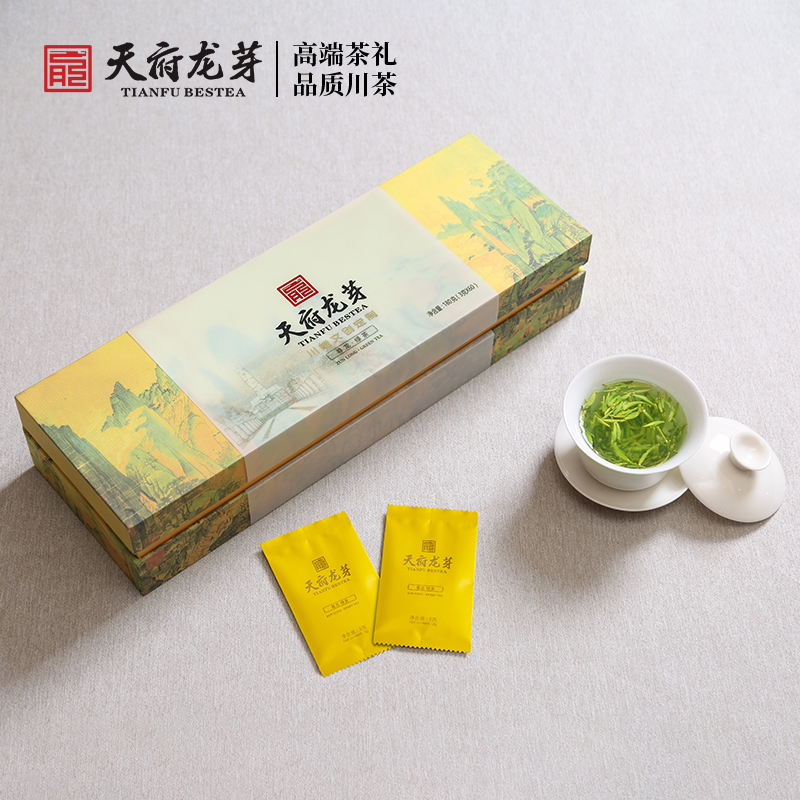 天府龙芽2024新茶尊龙绿茶山水画