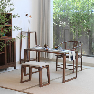 新品老榆木实木小茶桌椅组合简约新中式茶台小户型家用阳台功夫小