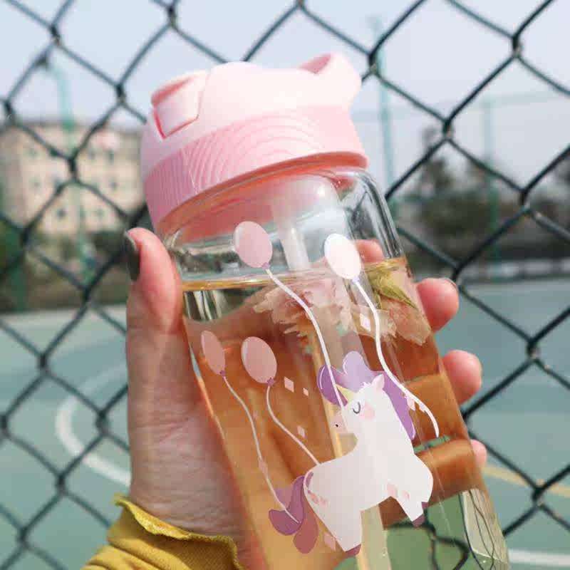 韩版独角兽女学生玻璃杯便携防漏软妹水瓶可爱粉嫩卡通吸管水杯子|ruв категории посуда, кубок/кубок/чайник, стакан - от Buy2taobao.com для оказания профессиональной услуги покупки агента Taobao