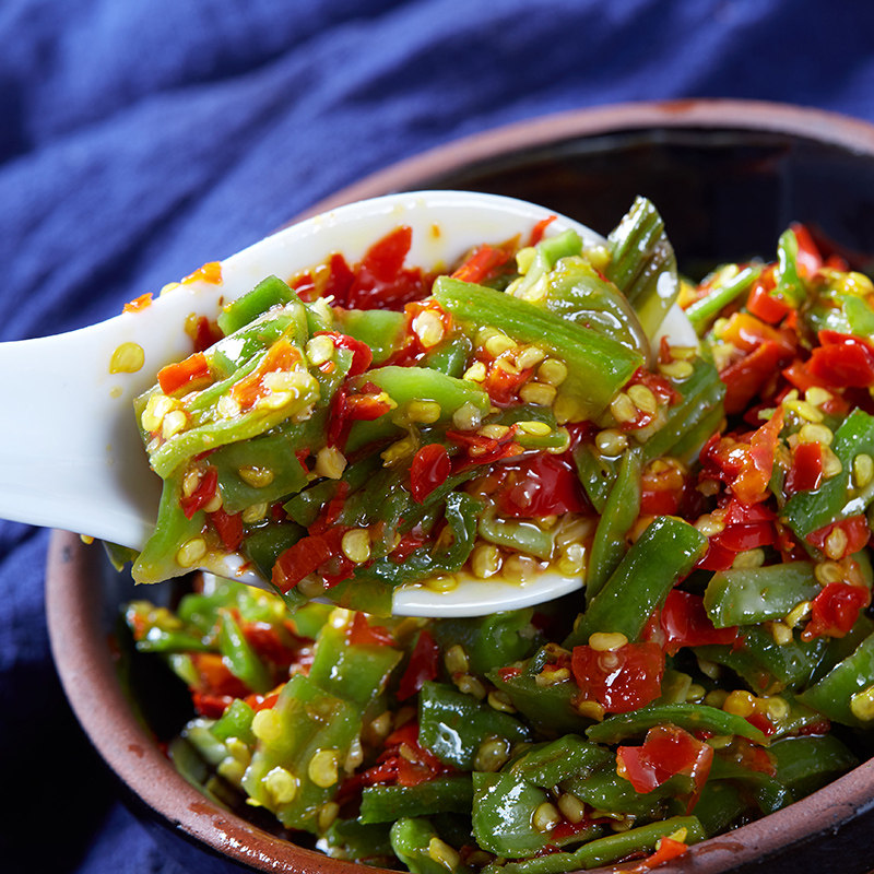 毛阿婆贡菜脆椒450g1瓶湖南特产剁椒辣酱脆椒下饭咸菜拌面酱腌菜