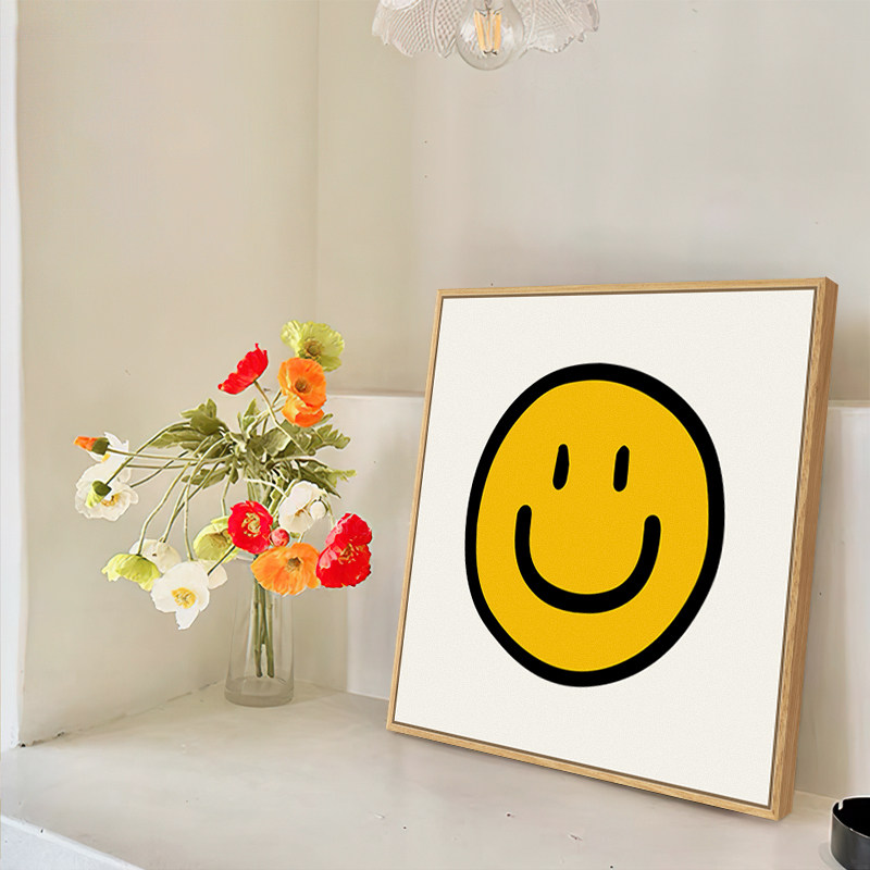 星枫 简约笑脸客厅装饰画韩系ins风电视柜摆画治愈系卧室小众挂画
