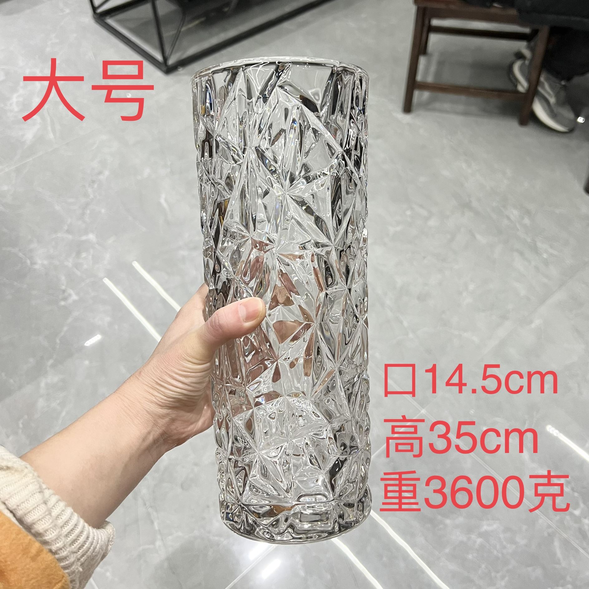 简约加厚透亮玻璃花瓶透明插花百合富