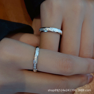 S999纯银戒指情侣对戒星河高级感女小众素圈小香风设计开口食指
