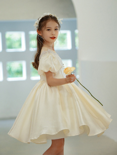 新女童礼服夏季短款儿童高端主持人钢琴演奏公主裙小女孩婚礼晚品