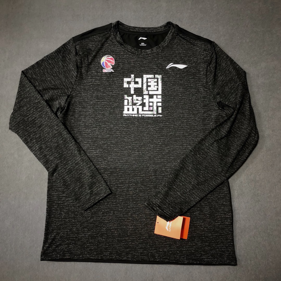 2019赞助版cba中国篮球出场服中国男篮长袖训练服聚酯纤维速科技