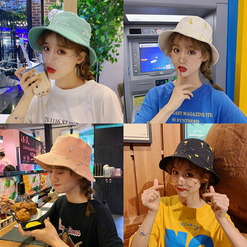 Hang son twitter Spring and summer Korean Edition Versatile Cartoon lovely Two-sided Bucket hats literature Sunscreen sunshade Fisherman hatin the Accessories/Leather belt/Hat/Muffler , Hat category - from Buy2taobao.com to provide professional Taobao agent buy service