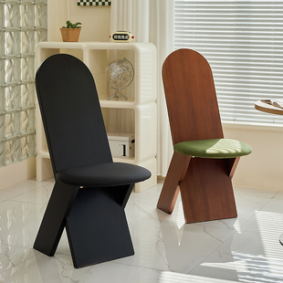 NORCHAIR设计师实木复古餐椅家用法式轻奢靠背椅卧室软包化妆椅子