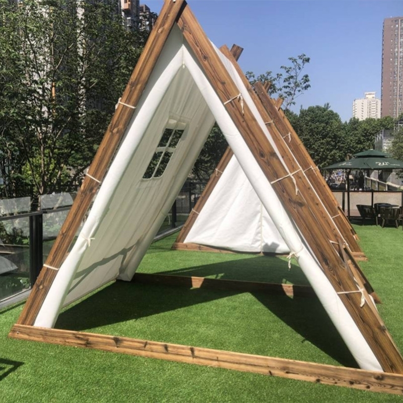 网红三角帐篷烧烤三角印第安天台野餐小房子防晒实木名宿露营加厚