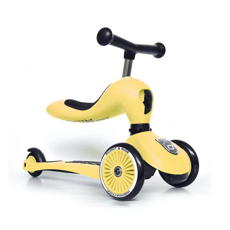 进口scoot ride儿童滑板车滑滑车2合1骑行车1-3-5岁溜溜车柠檬黄