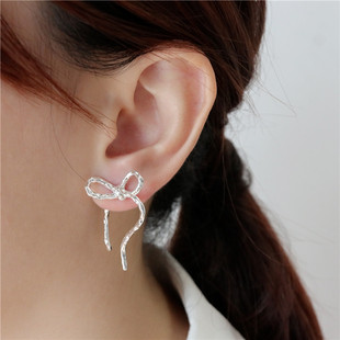 至恩S925纯银蝴蝶结耳环一款两戴唯美大号耳钉设计感轻奢韩国耳饰