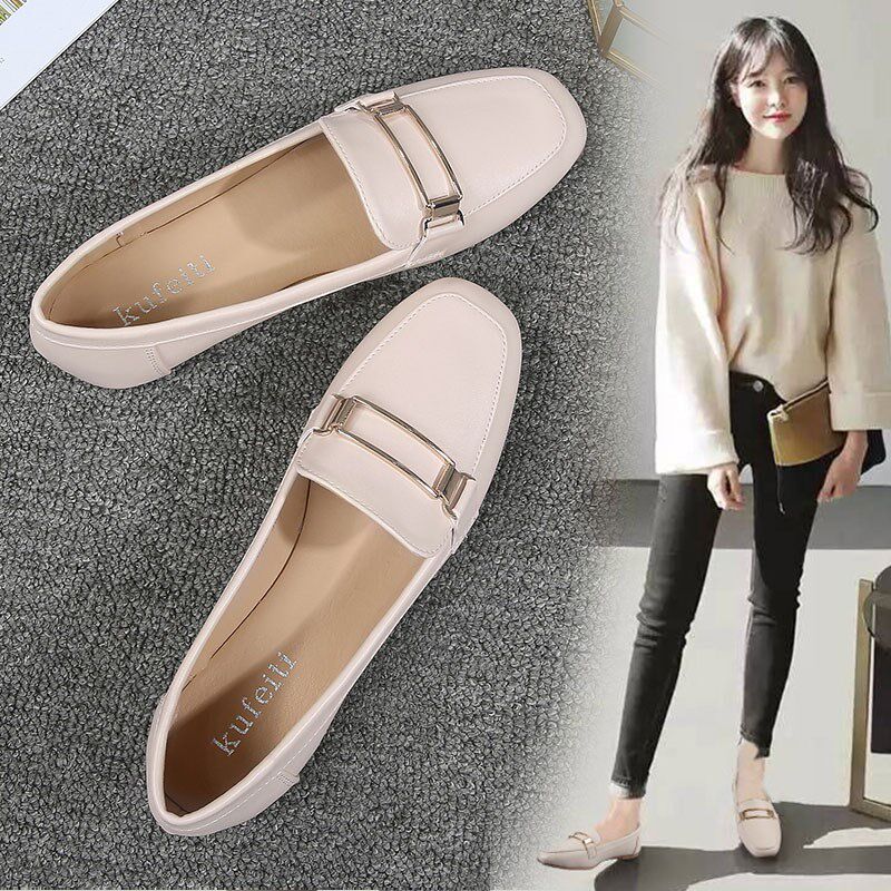 网红单鞋平底2019春季女鞋新款豆豆鞋2018一脚蹬女鞋子春款小皮鞋