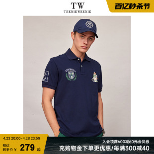 TeenieWeenie小熊男装POLO衫2024夏季新款翻领休闲宽松短袖T恤潮