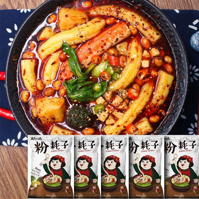 网红东北大妈粉耗子面正宗速食酸辣爆辣麻辣味土豆粉条带料包袋装