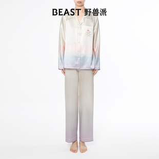 BEAST野兽派蟠桃系列22姆米真丝家居服套装情侣新睡衣女春秋礼物