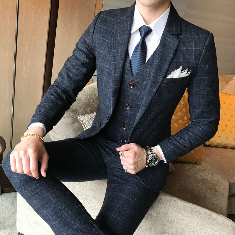 ( Jacket + Vest + Pants ) New Men's Fashion Boutique Plaid|msdalam kategori Pakaian Lelaki, saman - dari Buy2taobao.com untuk memberikan perkhidmatan ejen Taobao profesional membeli