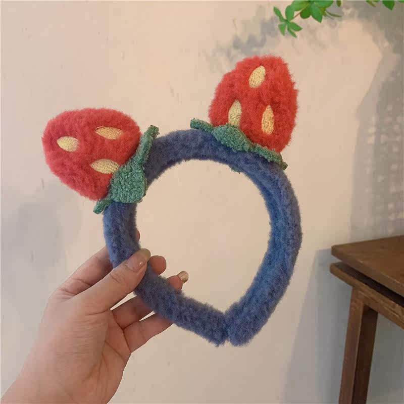 韩国新款少女可爱立体草莓发箍甜美头箍洗脸化妆发带亲子卖萌发饰