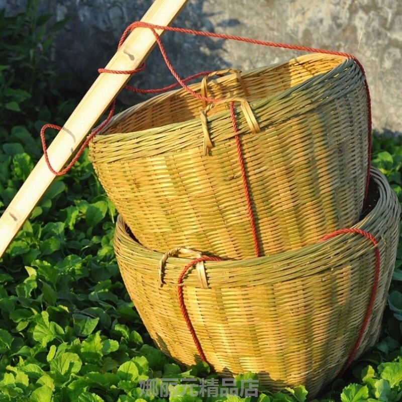 优选好物大号箩筐竹编制品簸箕结婚喜庆箩淘米筐粮食稻谷箩竹篓手