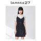 IAmMIX27夏季假两件吊带裙女收腰显瘦黑白OL百搭短袖衬衫连衣裙女