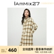 IAmMIX27连帽毛呢大衣女中长款学院风牛角扣绵羊毛驼毛双面呢外套